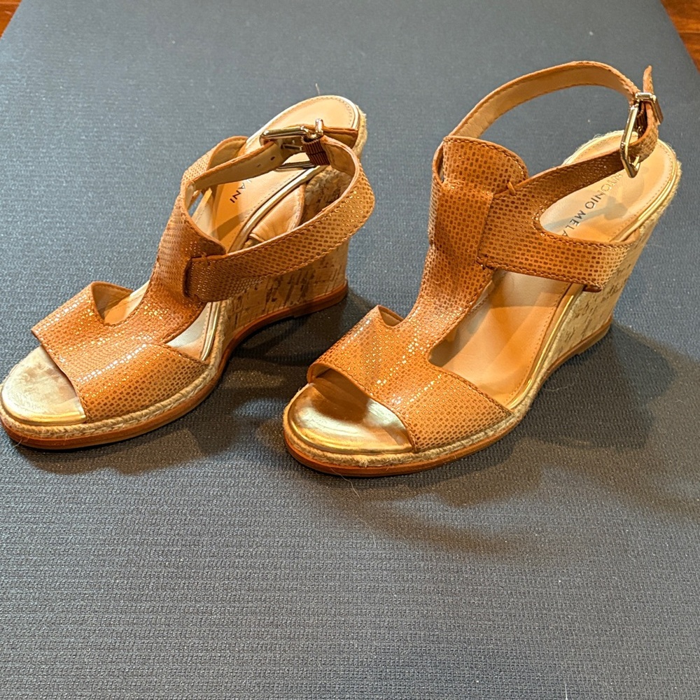 Stylish Tan Wedge Sandals